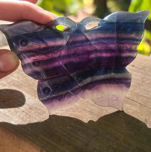 COPY - Multi colored Fluorite butterfly crystal over 3" wide - Picture 7 of 9